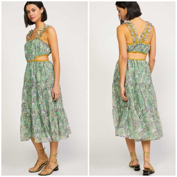 CURRENT AIR Floral Side Cut Out Midi Dress - Picture 5 of 10